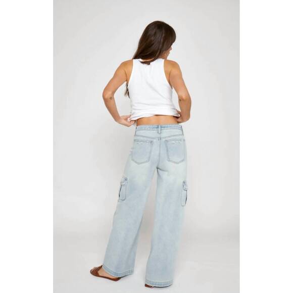 NEW OLIVER LOGAN madison wide leg cargo jeans in hotel california - Picture 3 of 4